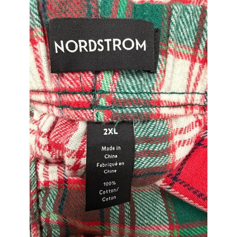 Nordstrom Men’s Flannel Plaid Red White Green‎ Pajama Pants size 2XL XXL NWOT